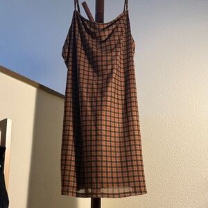 Brown Plaid Mini Dress